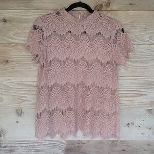 Inny Blue Sheer Lace Top Size Medium